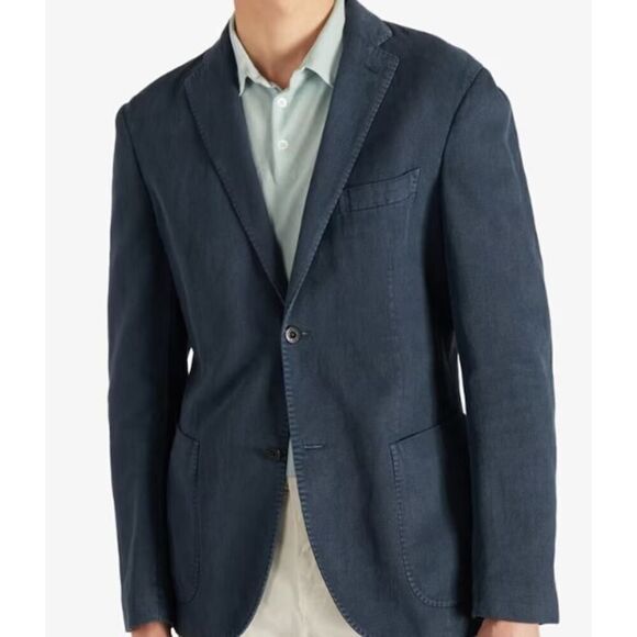Montedoro Navy Linen Cotton Blend Slim Fit Blazer Sz. 48 (US 38) - Picture 1 of 15